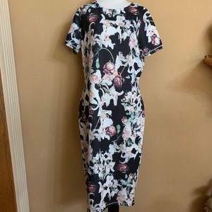 Asos Curve Floral Midi Bodycon Dress